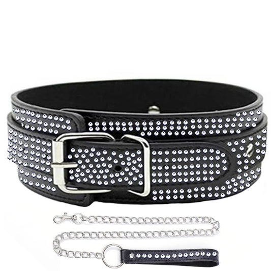 Erox Fetish Fantasy Series Diamond Collar Taşlı Fetiş Tasma-Siyah