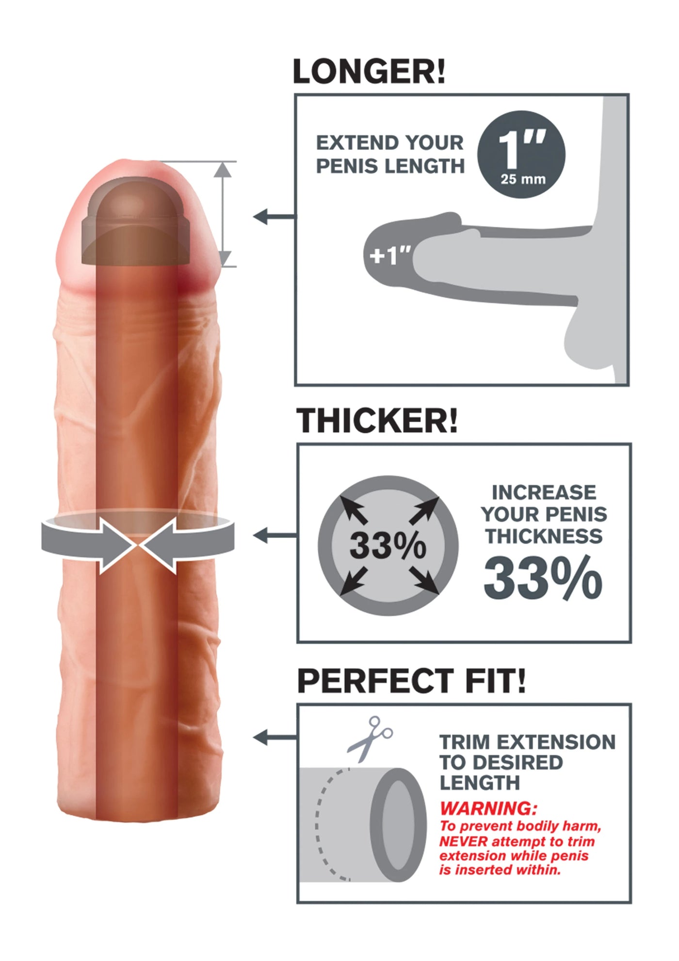 Pipedream Fantasy X-Tensions Perfect 1'' Amerikan Penis Kılıfı