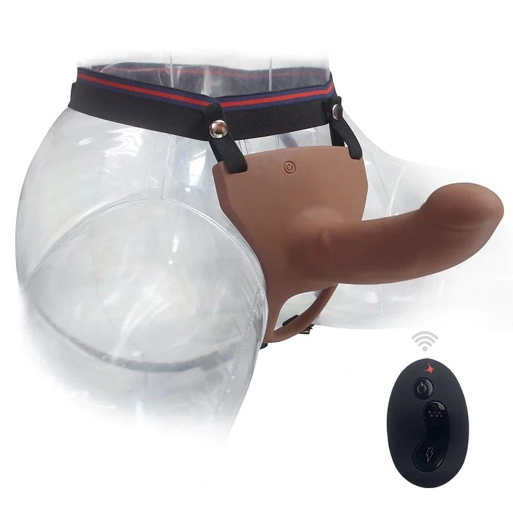 Aphrodisia Hollow Strap-On Flesh 17 Cm İçi Boş Titreşimli Kemerli Penis-Brown