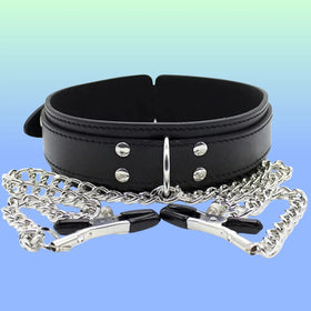 Erox Fetish Fantasy Series Collar With Nipple Clamps Zincirli Göğüs Klipsi