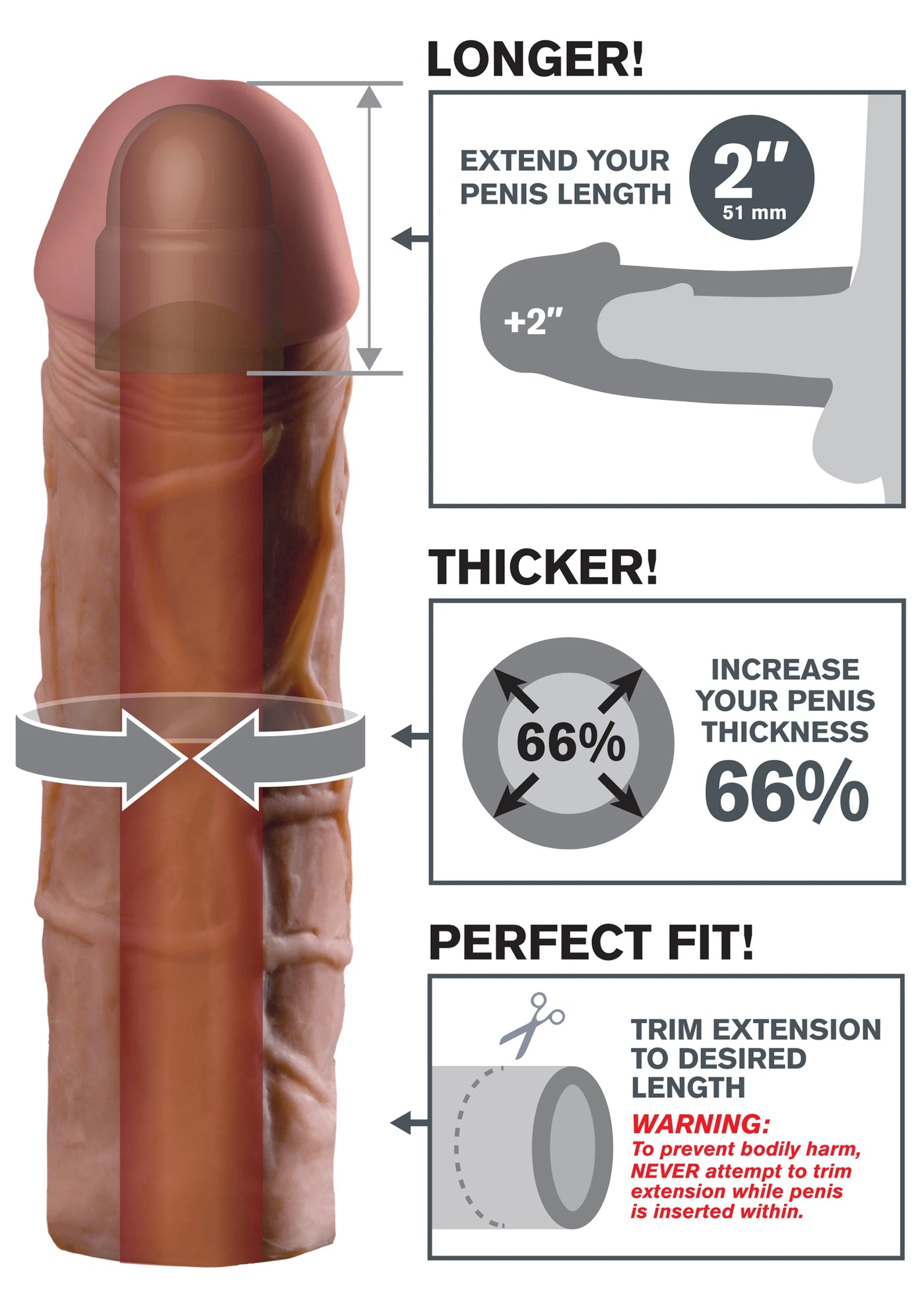 Pipedream Fantasy X-Tensions Mega 2'' Amerikan Melez Penis Kılıfı