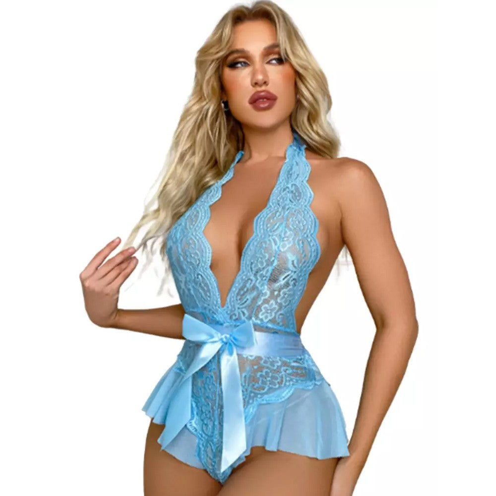 Erox Fantasy Wear Daria Bodysuit Seksi Askılı Derin V Yaka Gecelik