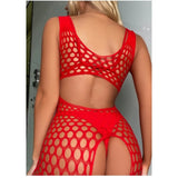 Erox Fantasy Wear Seksi Fileli Kırmızı Vücut Çorabı