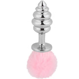 Erox The Anal Fantasy Ribbed Peluşlu Boğumlu Metal Anal Plug-Pink
