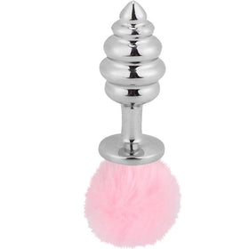Erox The Anal Fantasy Ribbed Peluşlu Boğumlu Metal Anal Plug-Pink