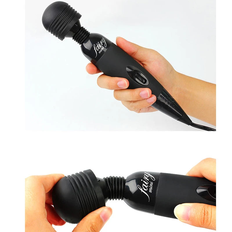 Erox Fairy Wand Güçlü Titreşimli Elektrikli Masaj Aleti-Black