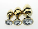 Erox Gold Medium Beyaz Kristal Taşlı Metal Anal Plug