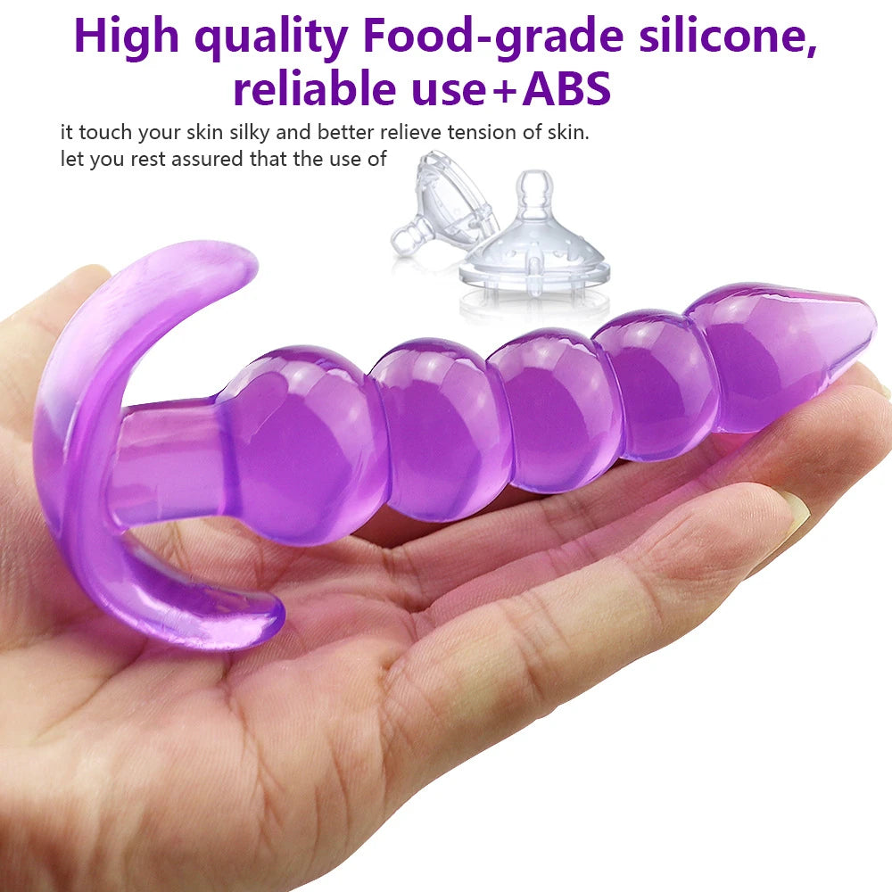 Erox Anal Fantasy Silicone Butt Beads Anal Training Silikon Anal Plug-Purple
