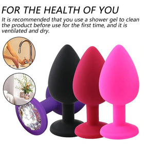 Erox Safe Body Pink Silicone Large Mor Taşlı Silikon Anal Plug