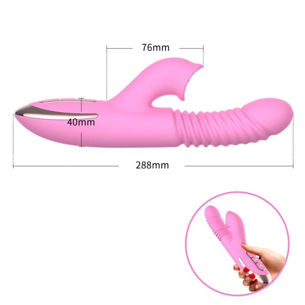 Dibe Angelia Thrusting İleri Geri Hareketli Dilli Rabbit Vibratör-Purple