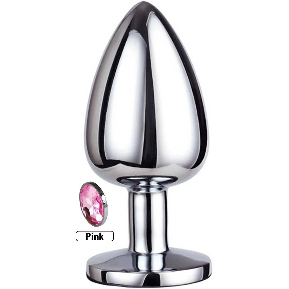 Erox Anal Fantasy Luxury Diamond Pink Taşlı Metal Anal Plug - Medium