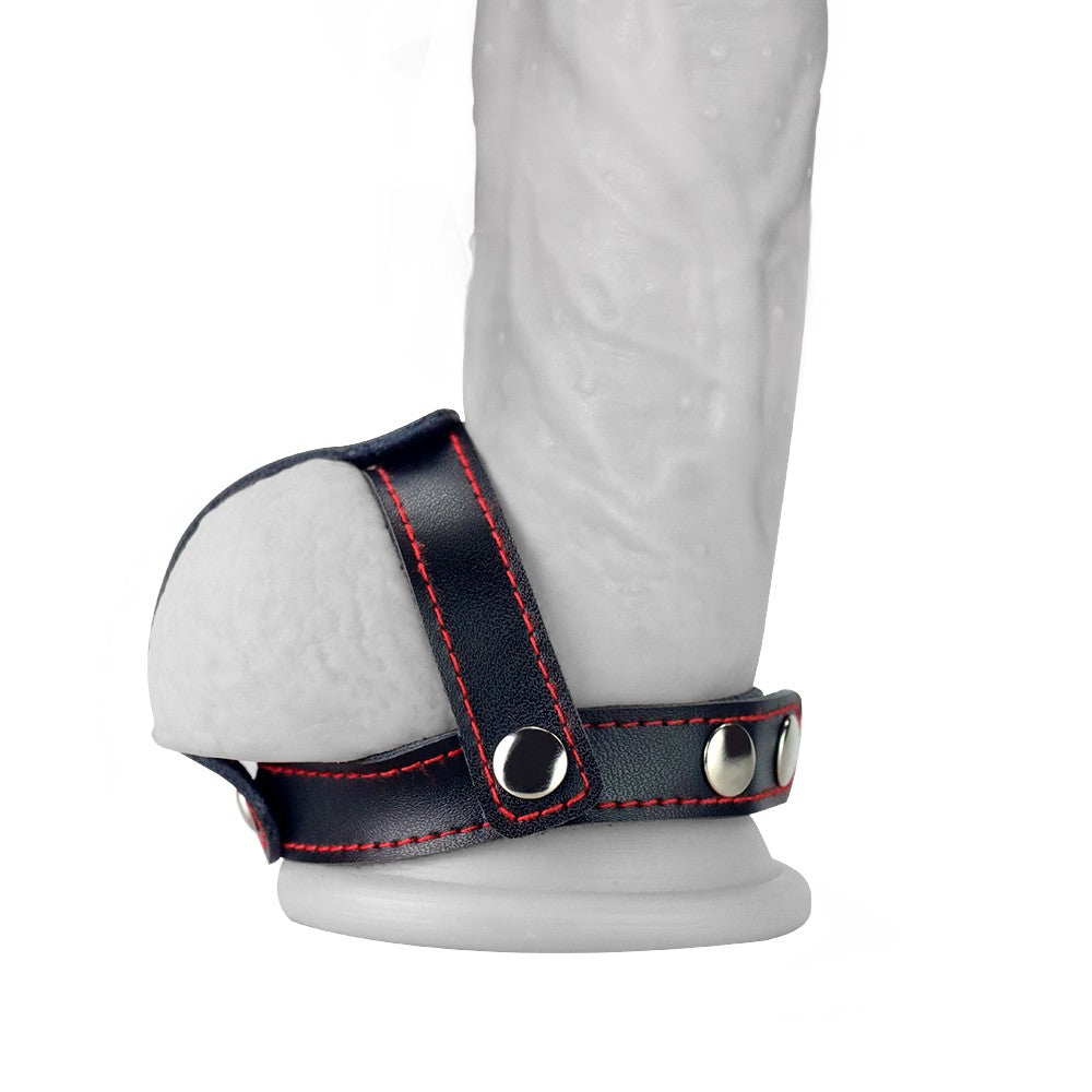 Lovetoy Bondage Fetish Leather Cockring With Ball Divider