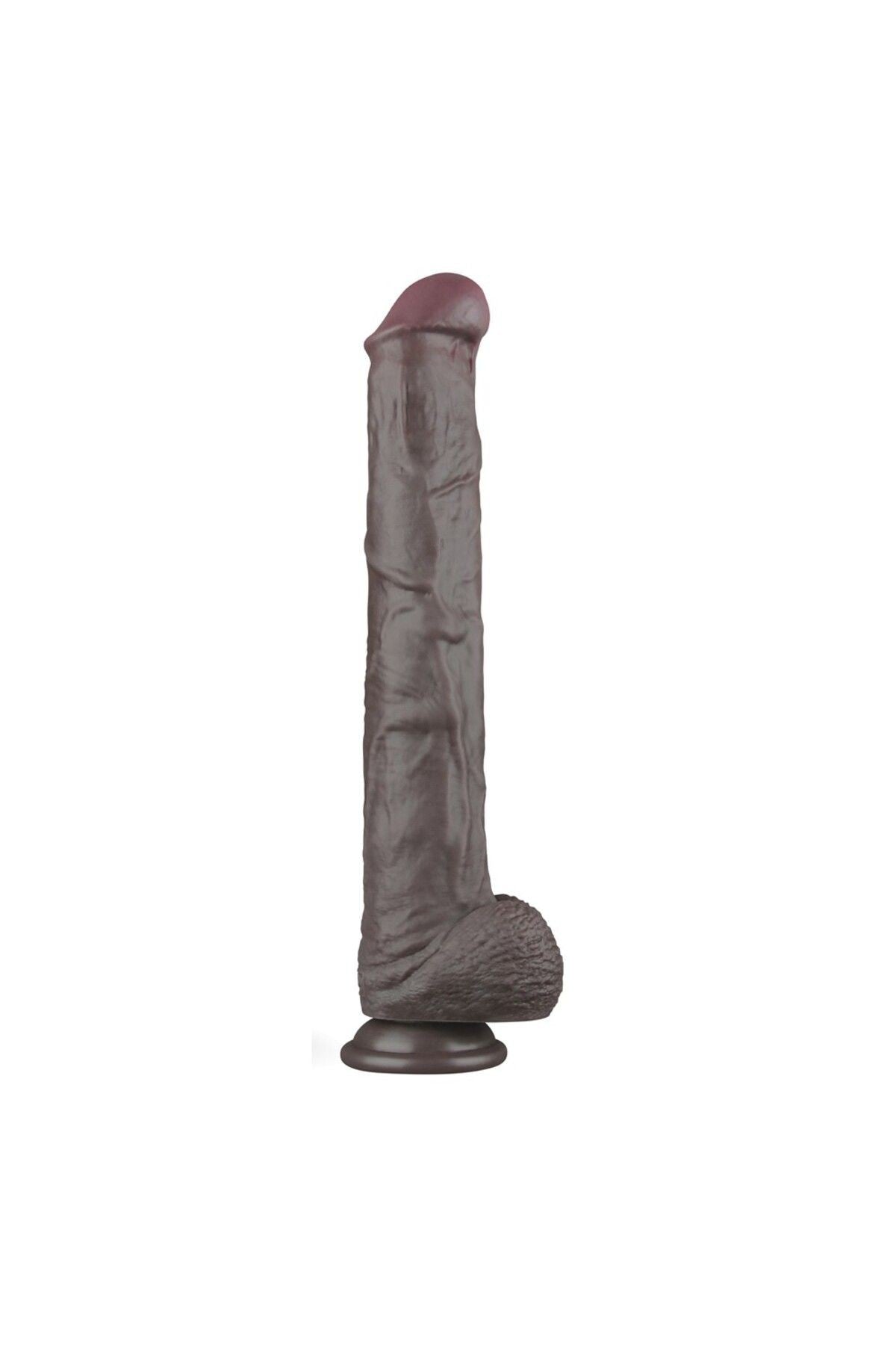 Lovetoy 37,5 cm Çift Katmanlı Bükülebilir Silikon Penis XXL (Siyah) Dildo