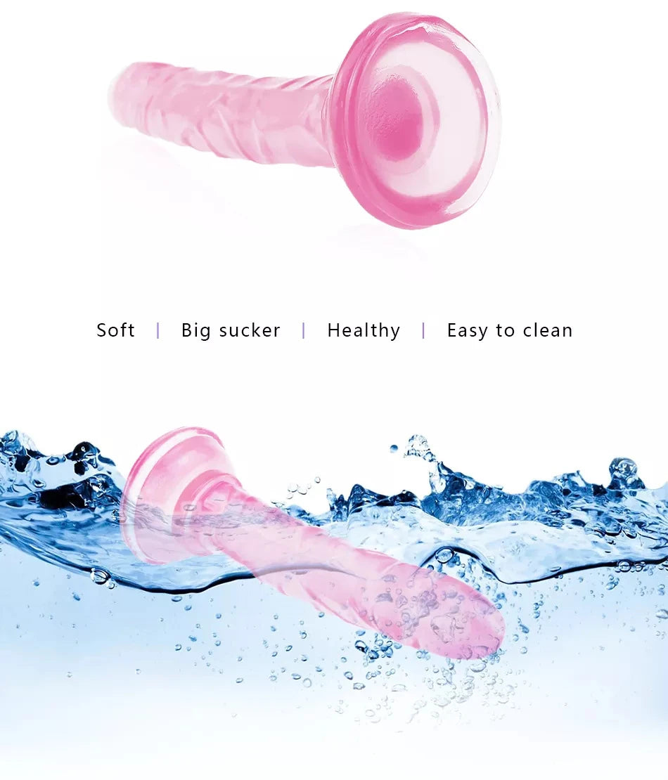 Erox Jelly Strap-On 14.5 cm Belden Bağlamalı Realistik Penis-Pink