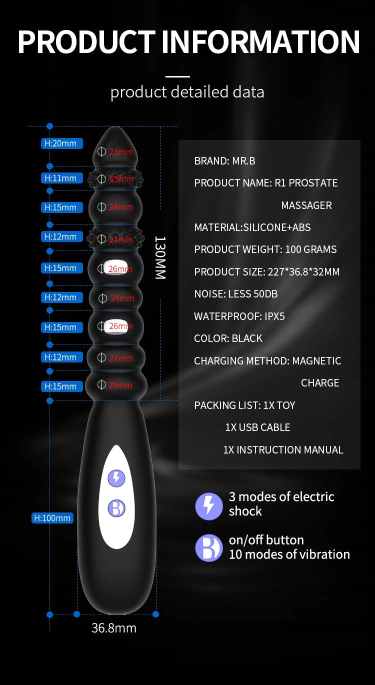 Wowyes Electrick Shock Özellikli Prostat Masaj Vibratör