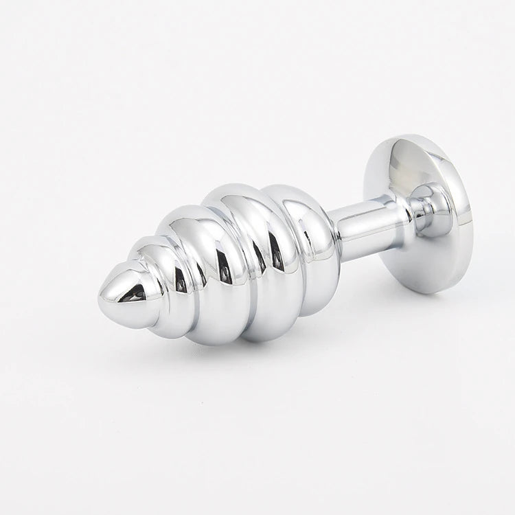 Erox Silver Large Pembe Taşlı Boğumlu Anal Metal Plug