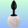 Erox Luxury Black Silicone Bunny Tail White Kuyruklu Anal Plug