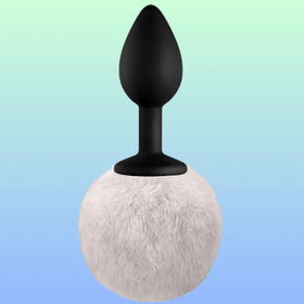 Erox Luxury Black Silicone Bunny Tail White Kuyruklu Anal Plug