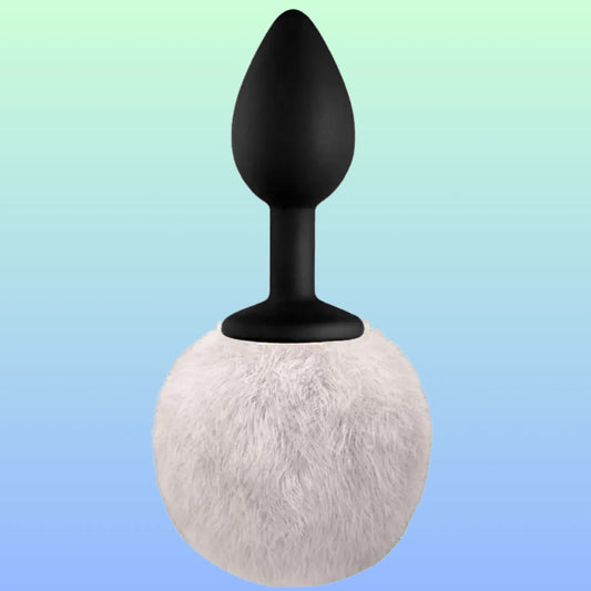 Erox Luxury Black Silicone Bunny Tail White Kuyruklu Anal Plug