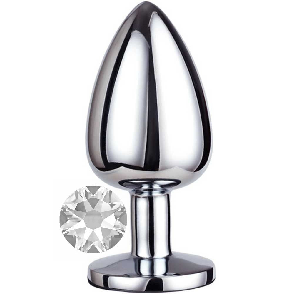 Erox Luxury Silver Beyaz Taşlı Büyük Metal Anal Plug
