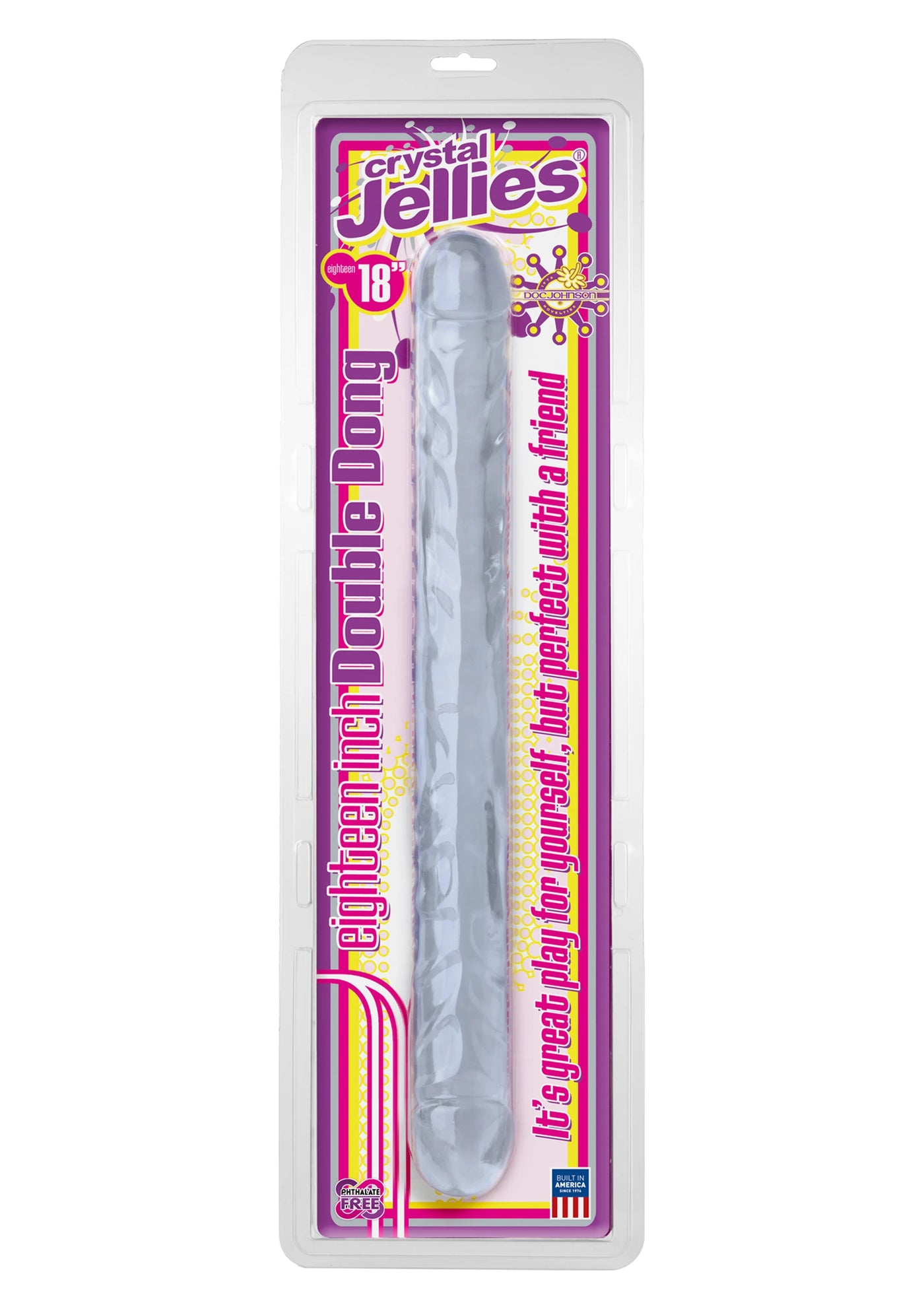 Doc Johnson Cyrstal Jellies 45 Cm Çift Taraflı Realistik Jel Penis-Şeffaf