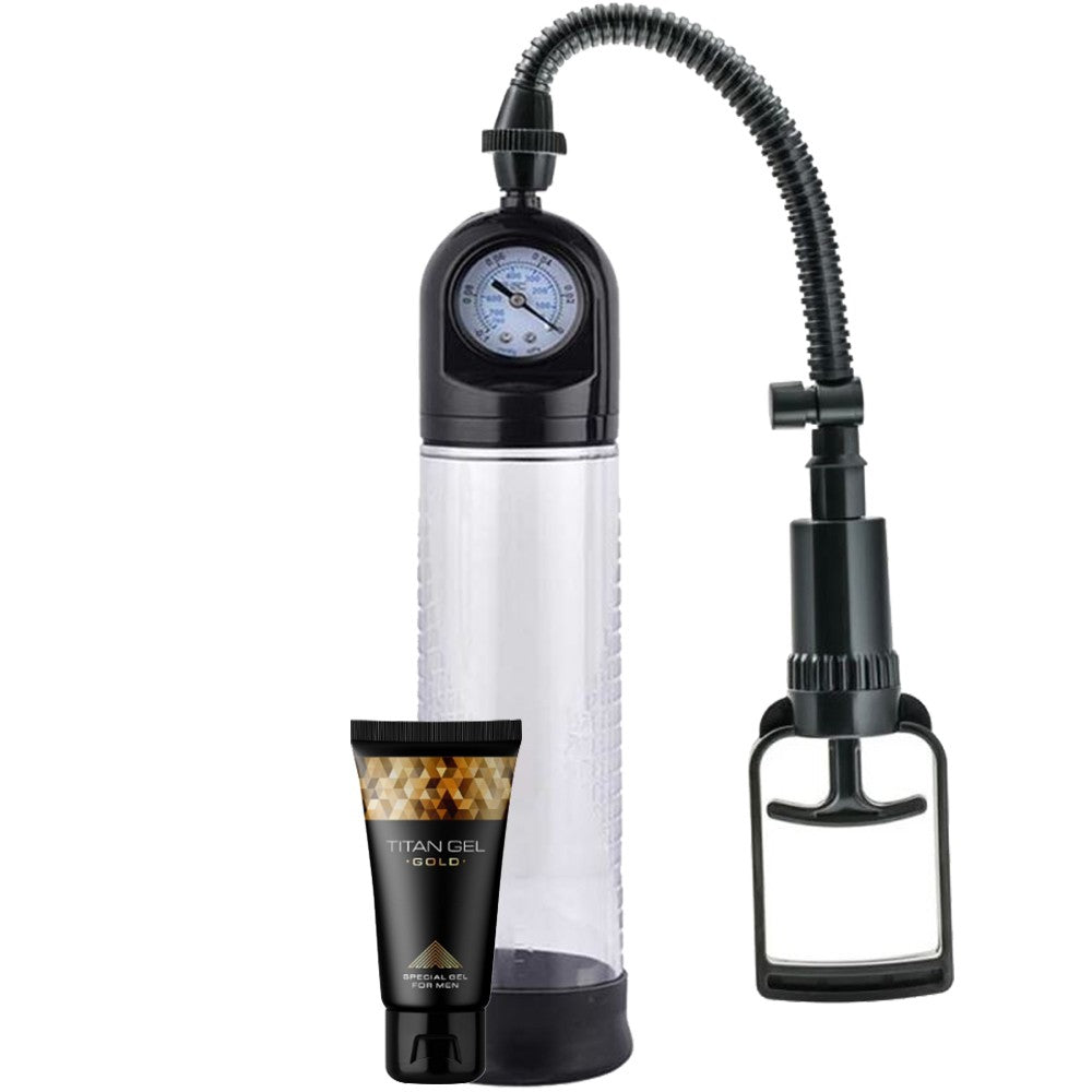 Erox World Men's Pump Dijital Mekanizmalı Manuel Penis Pompası ve Titan Gel