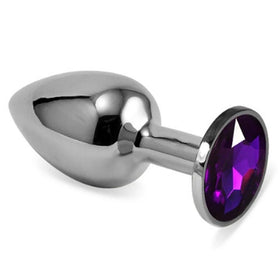Erox Luxury Silver Mor Taşlı Büyük Metal Anal Plug