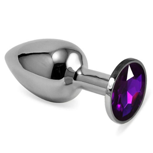 Erox Luxury Silver Mor Taşlı Büyük Metal Anal Plug