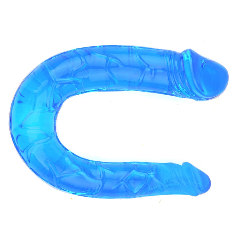 Erox Double Ended Jelly Dildo 30 cm Çift Taraflı Jel Penis-Blue