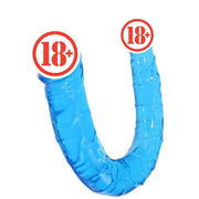 Çift Taraflı Jel Dildo Penis 28 Cm Mavi
