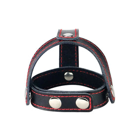 Lovetoy Bondage Fetish Leather Cockring With Ball Divider