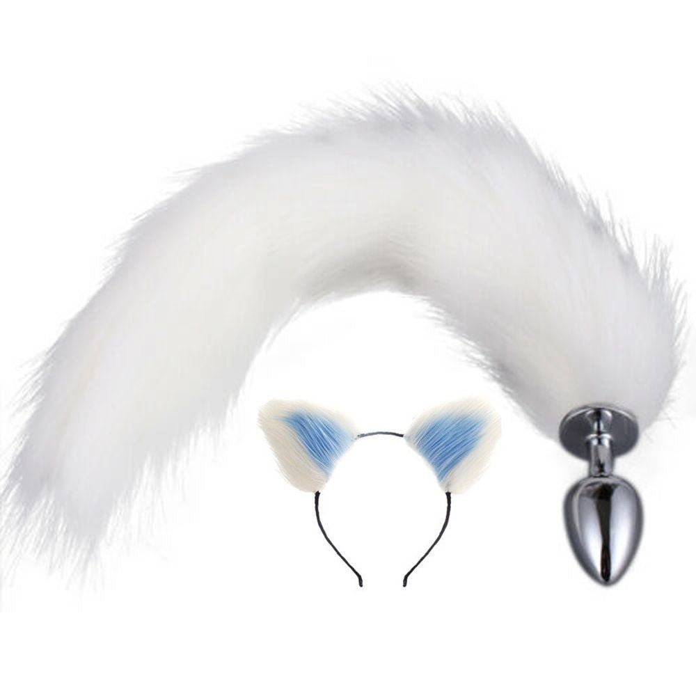 Erox Tail Kuyruklu Mavi Taçlı Küçük Metal Anal Plug