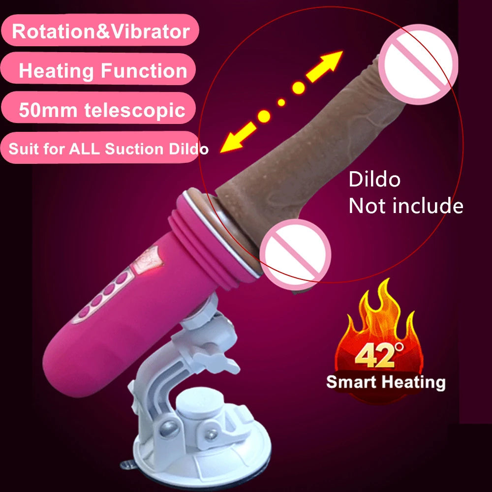 Erox Suction Cup Sex Machine Realistik Penis Uyumlu Seks Makinesi-Pink