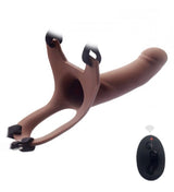 Aphrodisia Hollow Strap-On Flesh 17 Cm İçi Boş Titreşimli Kemerli Penis-Brown