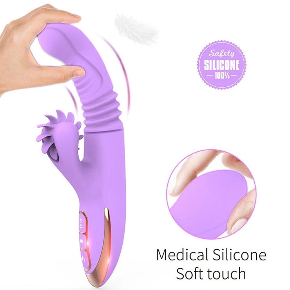 Dibe Haloy Vella Thrusting İleri Geri Hareketli Oral Seks Rabbit Vibratör