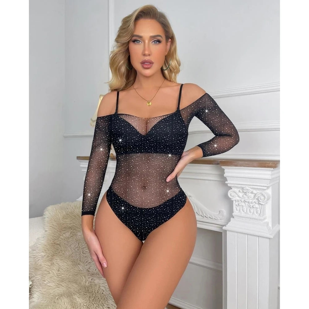 Erox Fantasy Wear Taşlı Bodysuit Seksi Vücut Çorabı