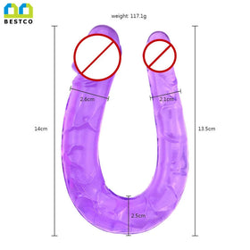 Erox Double Ended Jelly Dildo 30 cm Çift Taraflı Jel Penis-Purple