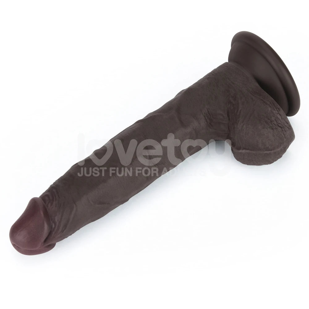 Lovetoy Sliding Skin Pro II Dual Layer Silicone Dong Black Realistik Penis LV417206