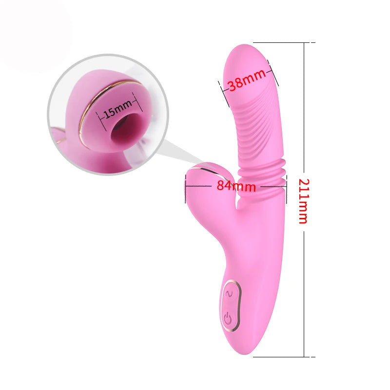 Dibe Haloy Olivia Thrusting Vibe İleti Geri Hareketli Darbeli Vibratör-Pink