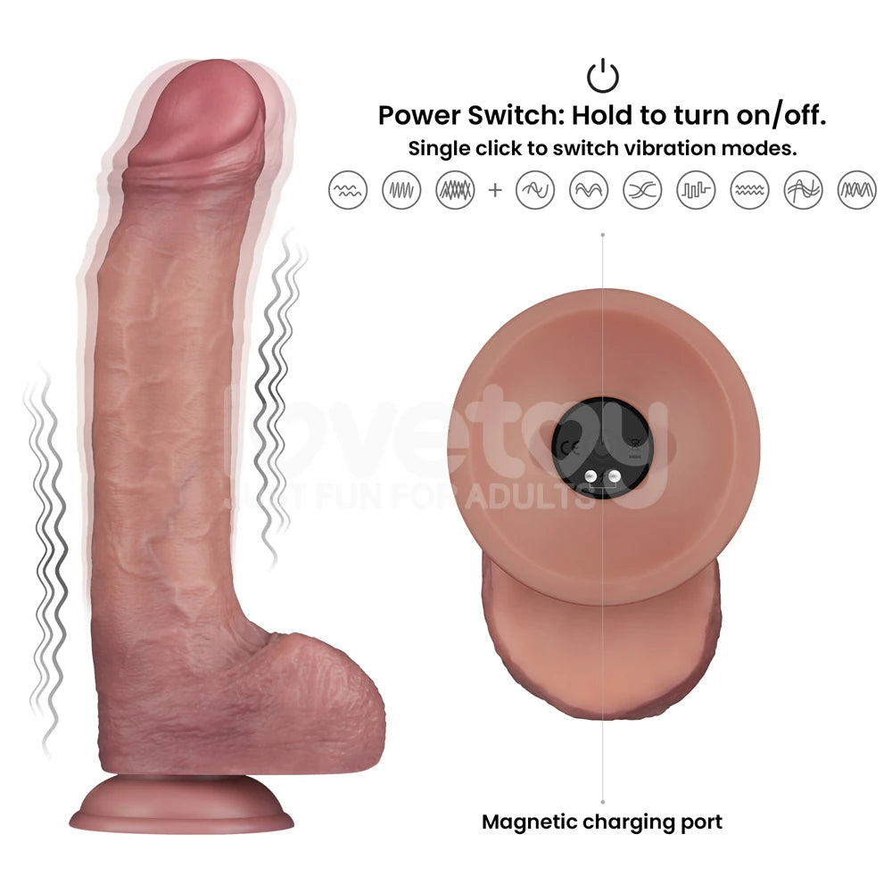 Lovetoy Dual Density Power Cock 11'' Titreşimli Realistik Dildo LV110206