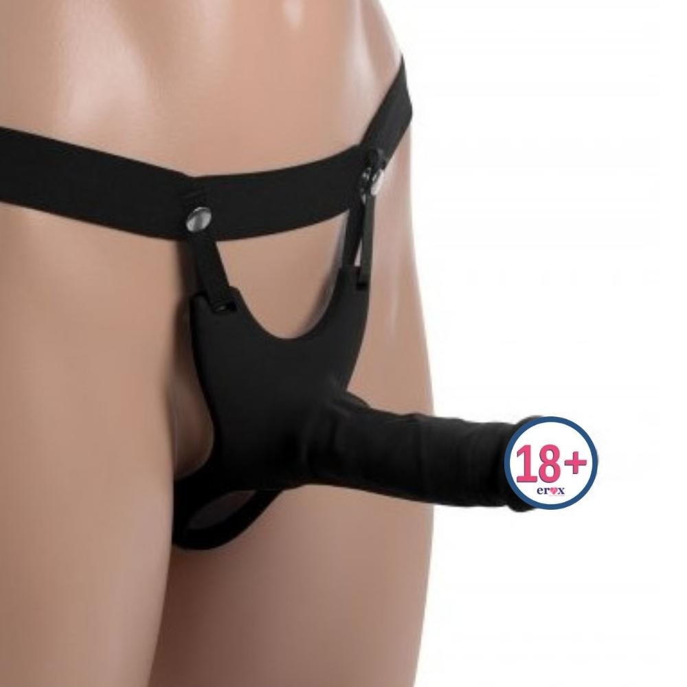 Size Matters Hollow Strap-On Black İçi Boş Kemerli Penis 25 Cm