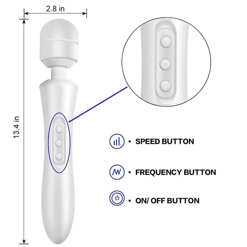 Erox Magic Wand Double Massager Masaj Wand Vibratör-White