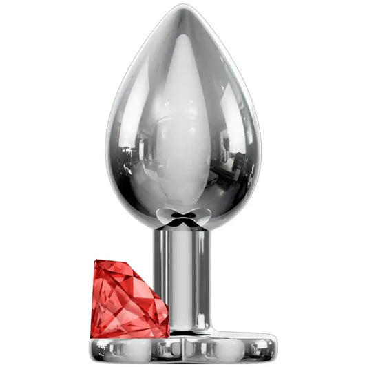 Erox Anal Fantasy Luxury Diamond Red Taşlı Metal Anal Plug - Medium