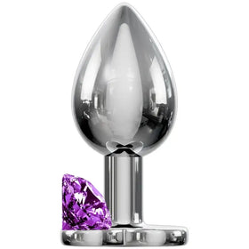 Erox Anal Fantasy Luxury Diamond Purple Taşlı Metal Anal Plug - Medium