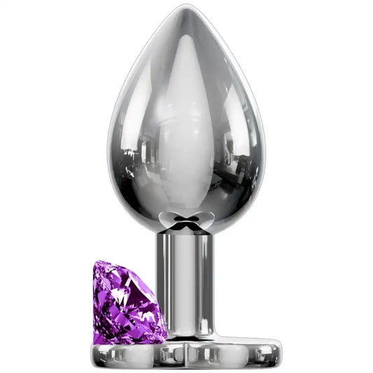 Erox Anal Fantasy Luxury Diamond Purple Taşlı Metal Anal Plug - Medium