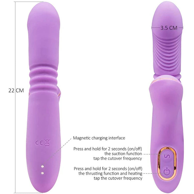 Dibe Haloy Olivia Thrusting Vibe İleti Geri Hareketli Darbeli Vibratör-Purple