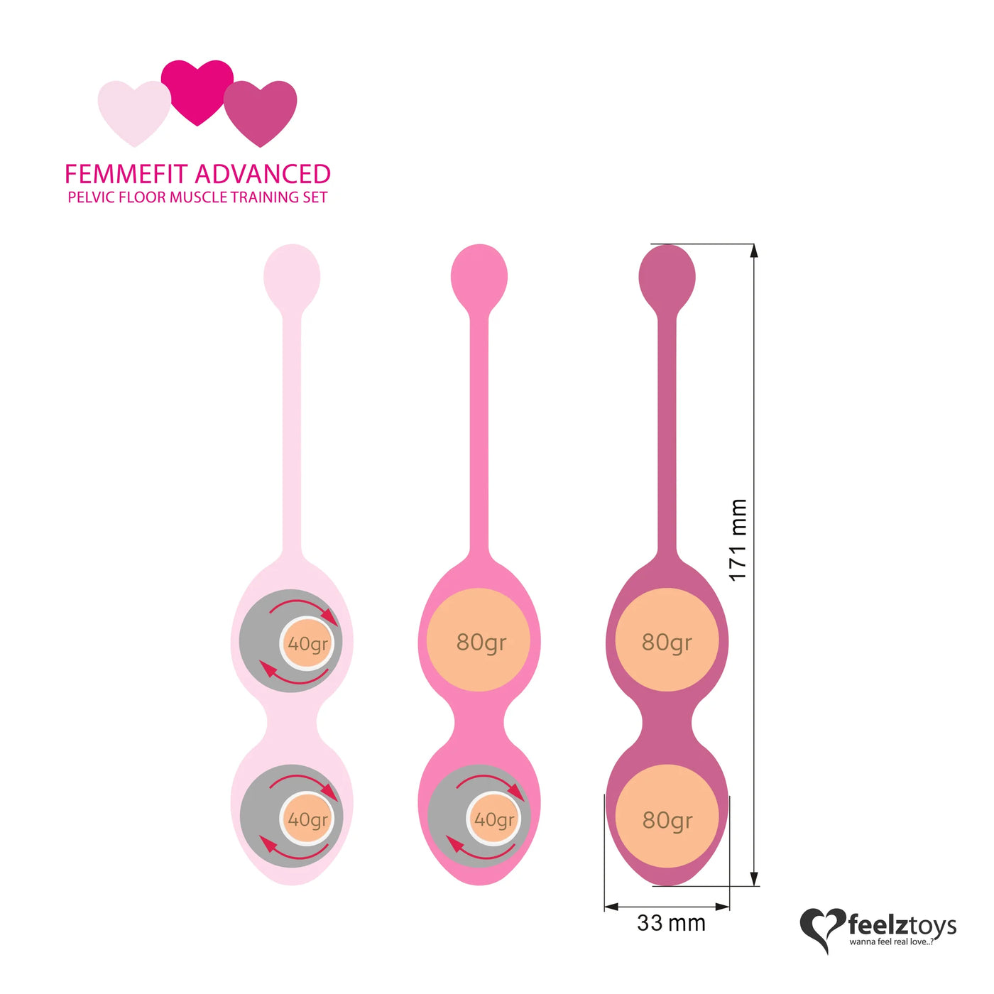 FeelzToys FemmeFit Advanced Kegel Training Set 3 st