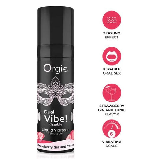 Orgie Dual Vibe Çilek Aromalı Öpülebilir Likid Vibratör 15 Ml.