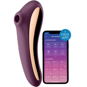 Satisfyer Dual Kiss Telefon Kontrollü Emiş Güçlü Vibratör-Bordeaux