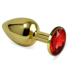 Erox Gold Large Kırmızı Kristal Taşlı Metal Anal Plug